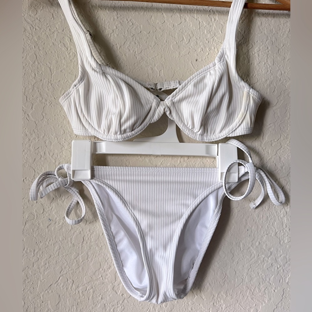 white bikini top and bottom